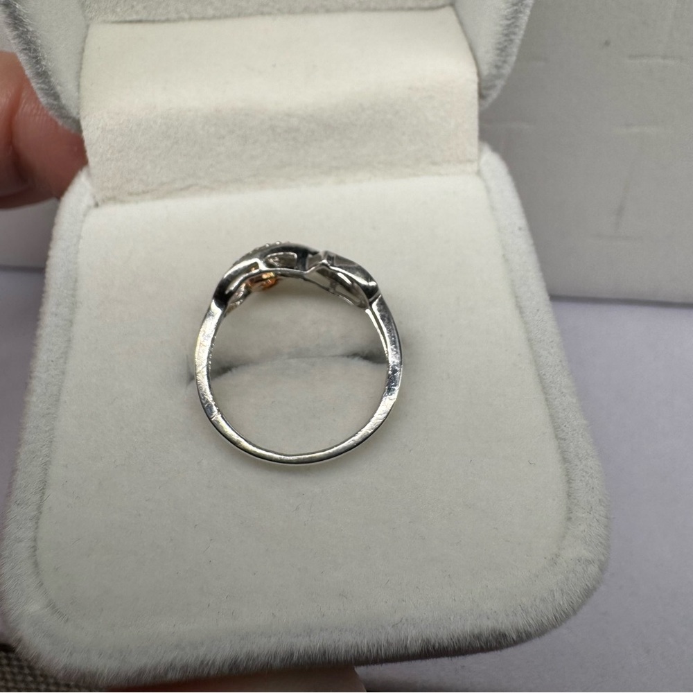 Diamond Heart Infinity 10k gold & 925 Sterling Silver Ring Size 5.25 - Picture 7 of 13